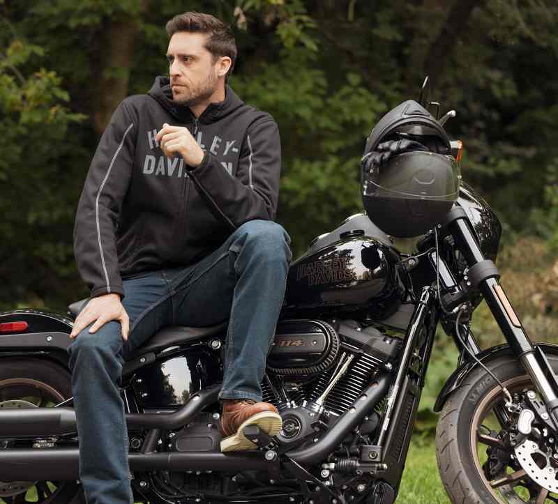 Harley-Davidson Men'S Deflector Hooded Riding Fleece  Black | 97105-22VM