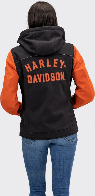 Harley-Davidson Deflector Hooded Riding Fleece For Women  Black/Vintage Orange | 97120-22VW