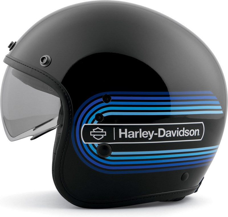Harley-Davidson Retro Tank Stripe Ii サン・シールド X14 3/4 ヘルメット  Gloss black | 97143-23EX