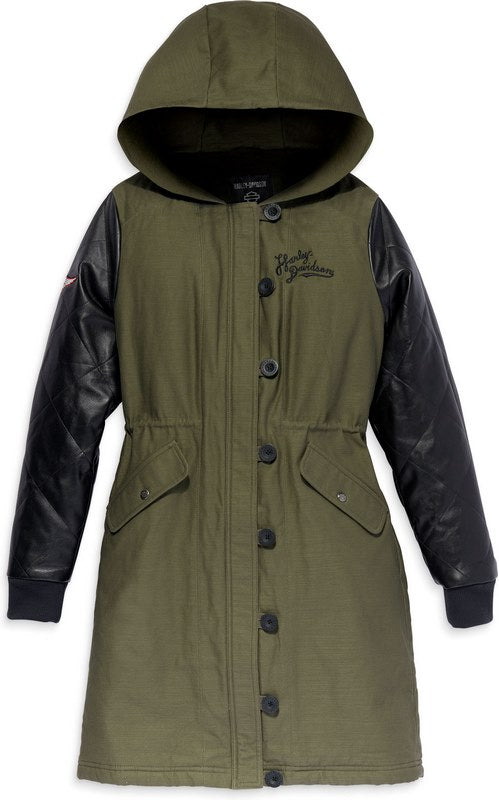 Harley-Davidson Women'S Up North Parka With Leather Sleeves  Grape Leaf | 97425-23VW