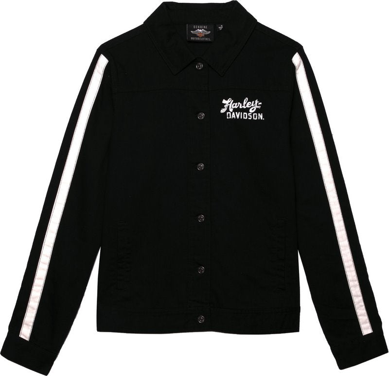Harley-Davidson Gas And Oil Sleeve Stripe Jacket For Women  Black Beauty 2 | 97430-22VW