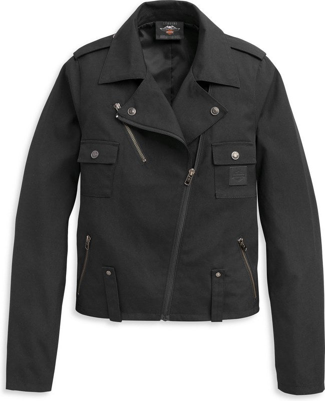 Harley-Davidson Women'S Asymetrical Zip Biker Jacket  Black Beauty | 97451-21VW