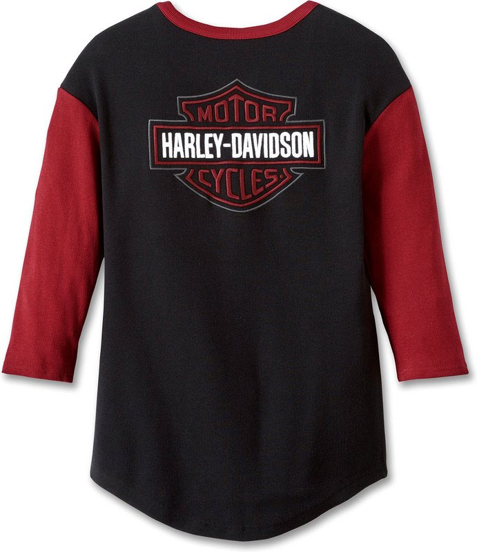 Harley-Davidson Henley-Knit  Colorblock-Design-Black Beauty | 97477-23VW