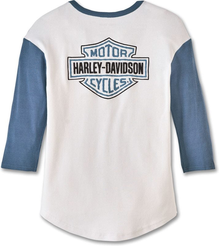 Harley-Davidson Henley-Knit  Colorblock-Design-Bright White | 97478-23VW