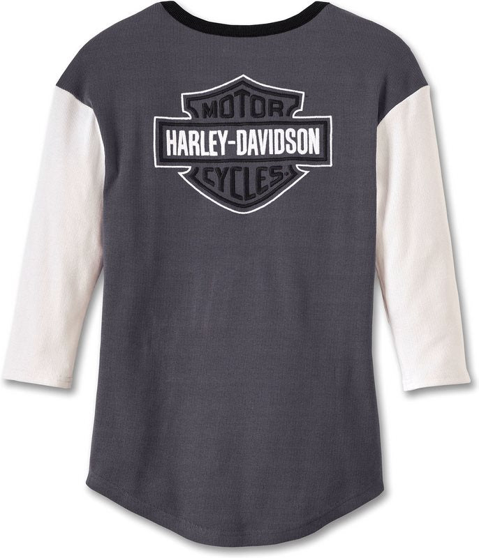 Harley-Davidson Henley-Knit  Colorblock-Design-Blackened Pearl | 97479-23VW