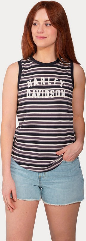 Harley-Davidson Tank-Knit  Yarn Dyed Stripe-Schwarze Schönheit | 97500-23VW
