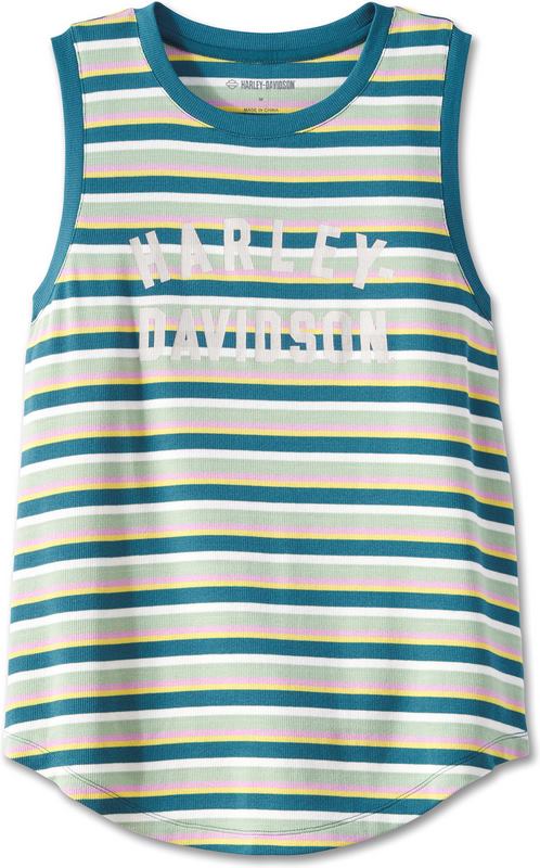 Harley-Davidson Tank-Knit  Yarn Dyed Stripe-Oil Green | 97502-23VW
