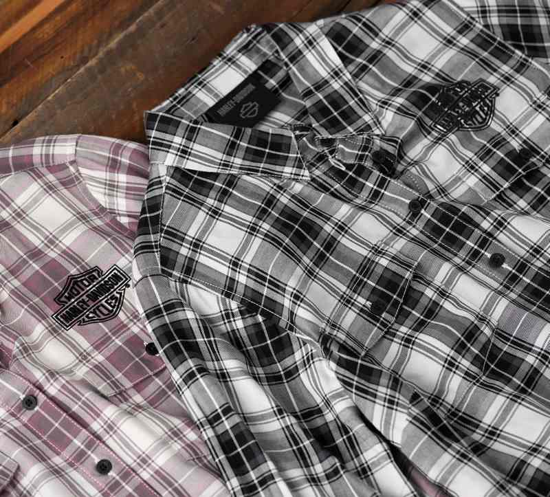 Harley-Davidson Shirt-Woven  Yarn Dyed Plaid-Black Beauty | 97509-23VW