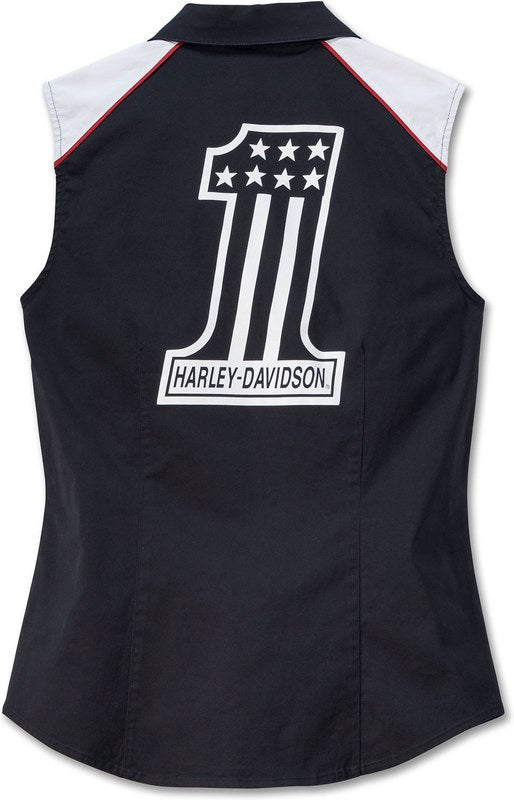 Harley-Davidson Shirt-Woven  Colorblock-Design-Black Beauty | 97518-23VW