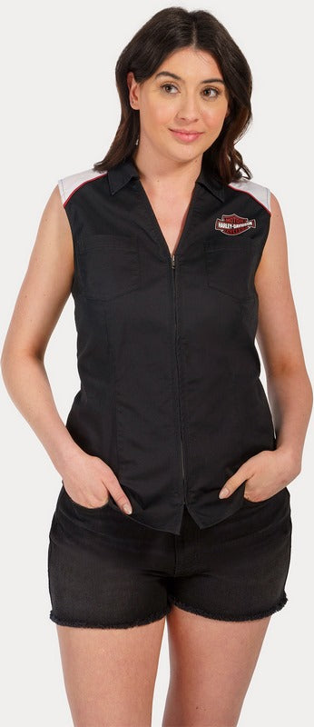Harley-Davidson Shirt-Woven  Colorblock-Design-Black Beauty | 97518-23VW