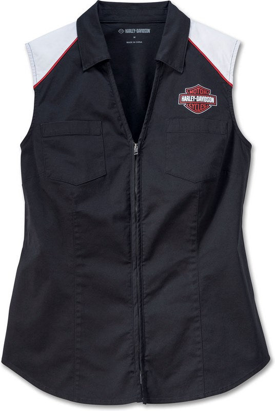 Harley-Davidson Shirt-Woven  Colorblock-Design-Black Beauty | 97518-23VW