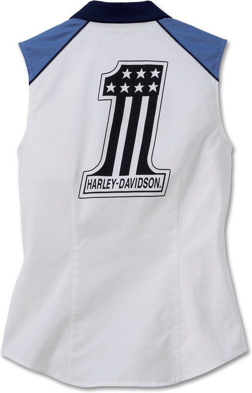 Harley-Davidson Shirt-Woven  Colorblock-Design-Bright White | 97519-23VW