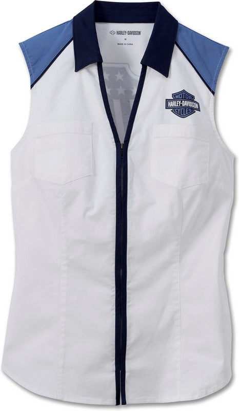 Harley-Davidson Shirt-Woven  Colorblock-Design-Bright White | 97519-23VW