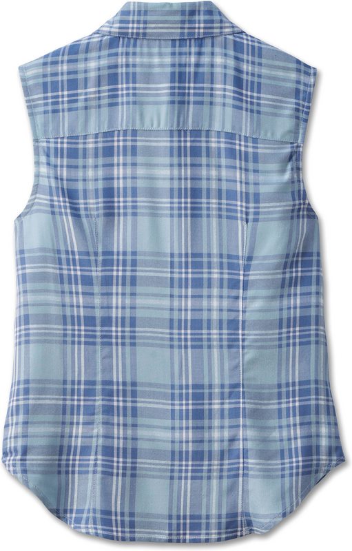 Harley-Davidson Women'S Faith Sleeveless Plaid Shirt  Yarn Dyed Plaid-Skyway | 97523-23VW