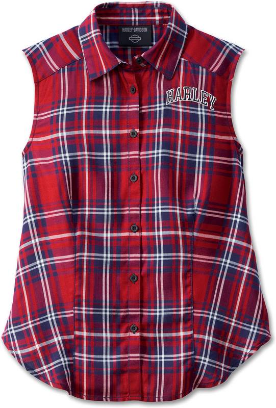 Harley-Davidson Women'S Faith Sleeveless Plaid Shirt  Yarn Dyed Plaid-Winery | 97524-23VW