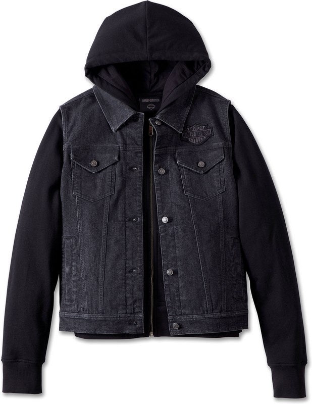 Harley-Davidson Women'S Kickstart 3-In-1 Denim Jacket  Black Beauty | 97537-23VW