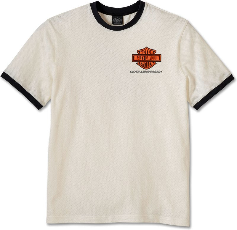 Harley-Davidson Men'S 120Th Anniversary Ringer Tee  Cloud Dancer | 97547-23VM