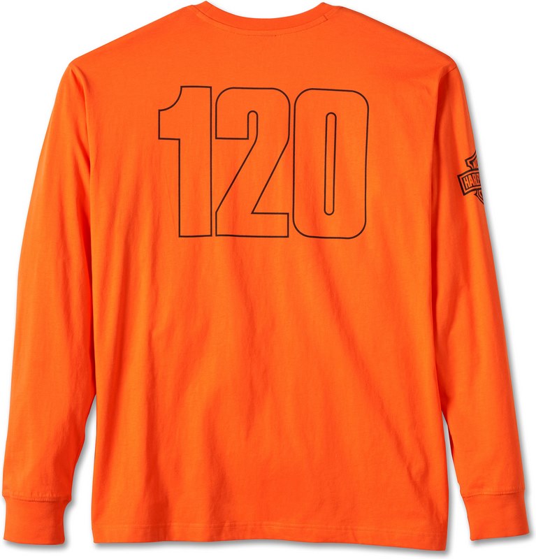Harley-Davidson Men'S 120Th Anniversary Long Sleeve Tee  Harley Orange | 97549-23VM