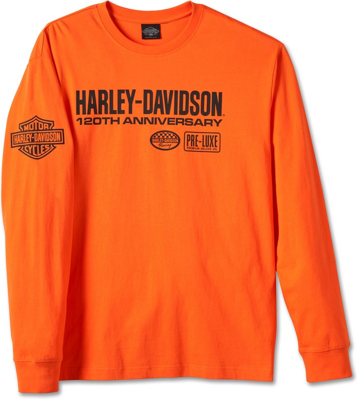 Harley-Davidson Men'S 120Th Anniversary Long Sleeve Tee  Harley Orange | 97549-23VM
