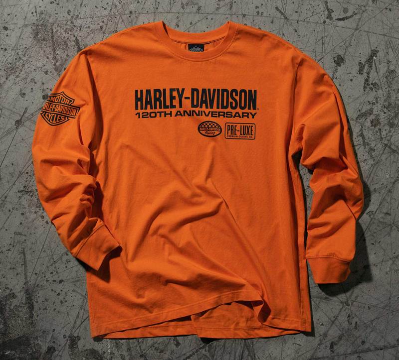 Harley-Davidson Men'S 120Th Anniversary Long Sleeve Tee  Harley Orange | 97549-23VM