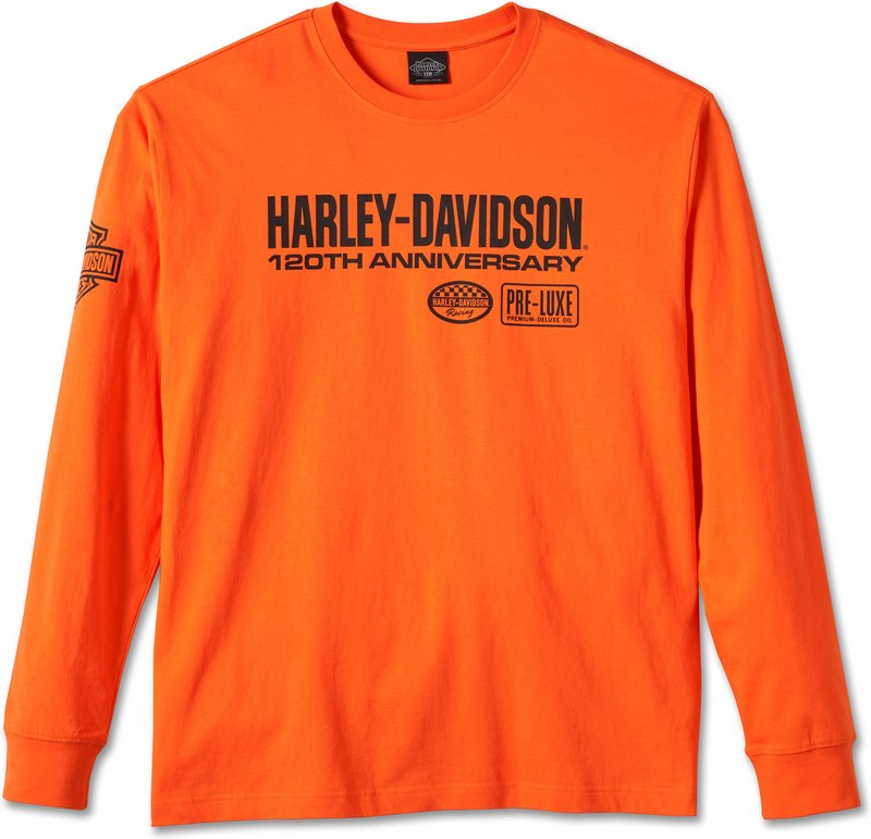 Harley-Davidson Men'S 120Th Anniversary Long Sleeve Tee  Harley Orange | 97549-23VM