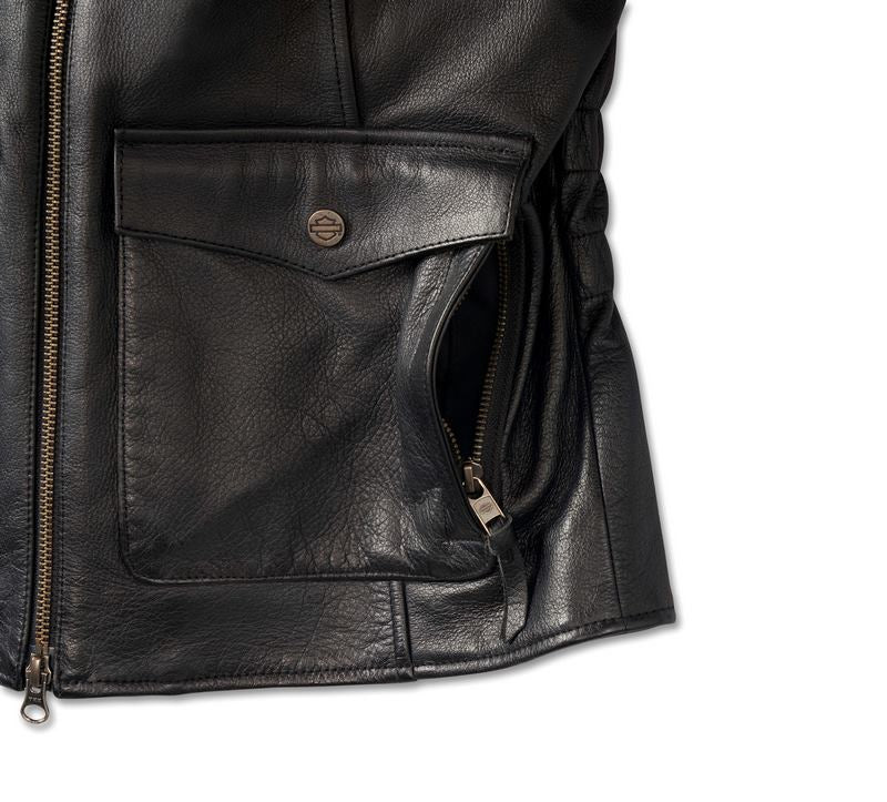 Harley-Davidson Women'S Layering System Captains Leather Jacket  Black | 98018-23VW