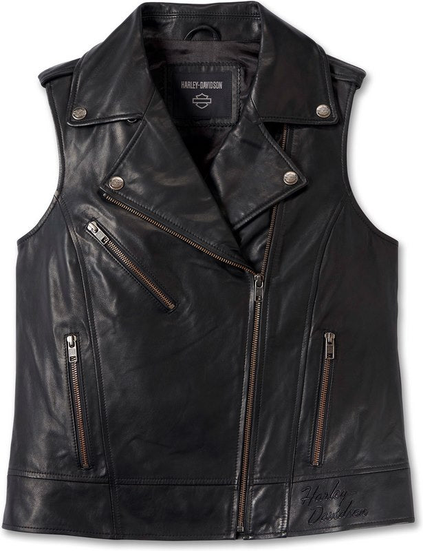 Harley-Davidson Women'S Eclipse Leather Vest  Black | 98024-23VW