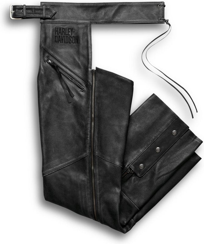Harley-Davidson Distressed Leather Chaps For Men  Black | 98102-16VM