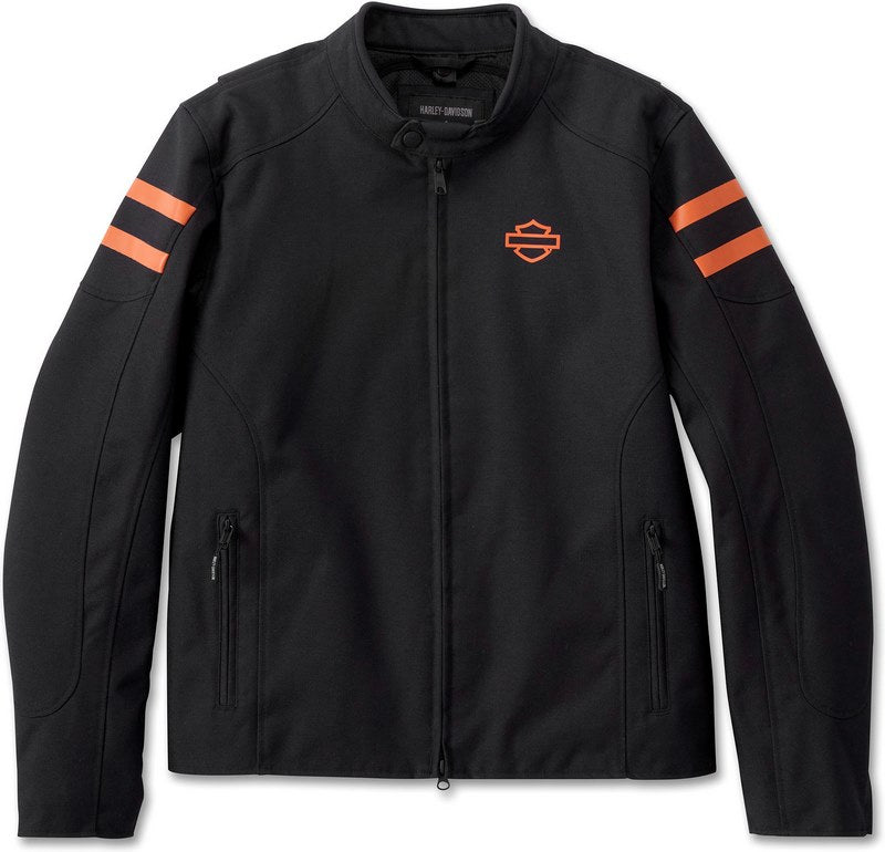 Harley-Davidson Men'S Ovation 3-In-1 Textile Riding Jacket  Black Beauty/Vintage Orange | 98102-24EM