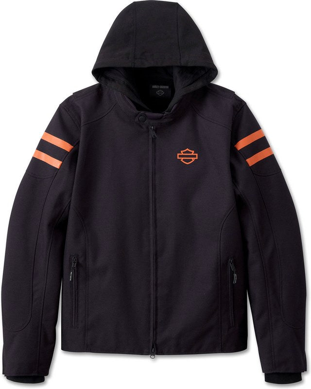 Harley-Davidson Men'S Ovation 3-In-1 Textile Riding Jacket  Black Beauty/Vintage Orange | 98102-24EM