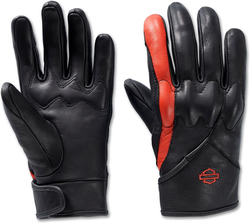 Harley-Davidson Women'S Tonkin Leather Gloves  Black Beauty/Vintage Orange | 98103-24VW