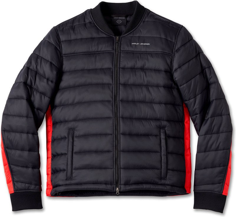 Harley-Davidson Men'S H-D Flex Layering System Heavy Insulated Mid Layer  Black Beauty/High Risk Red | 98171-24VM