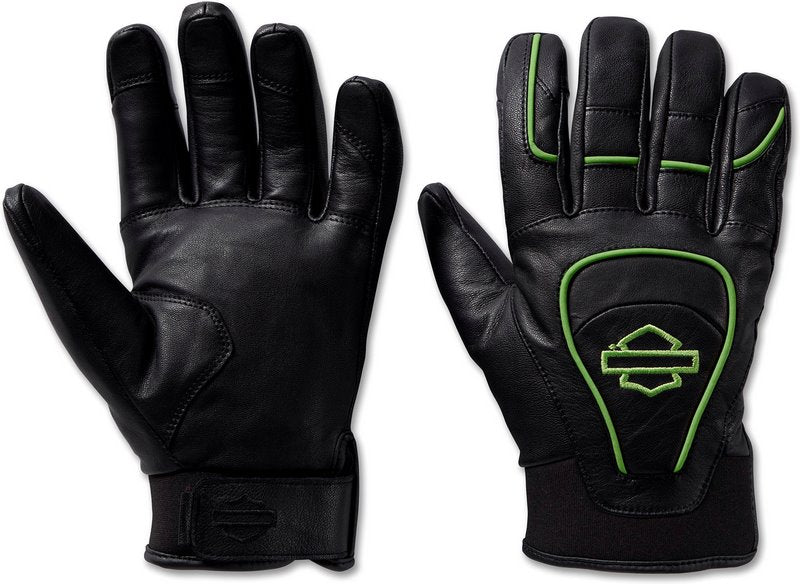 Harley-Davidson Gloves-Ovation Waterprof Leather  Black Beauty/Wild Lime | 98174-24VM