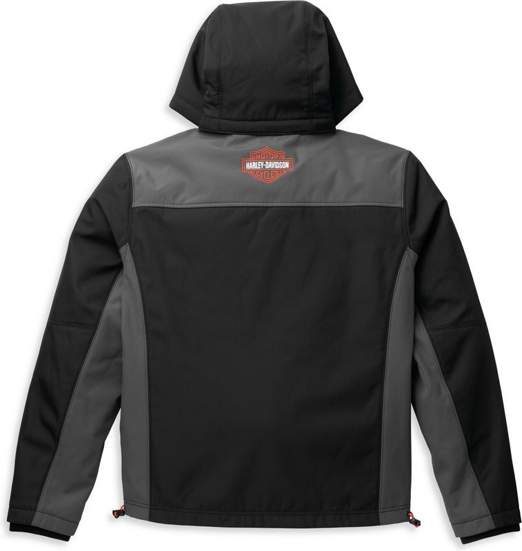Harley-Davidson Men'S Bar & Shield Hooded Softshell Jacket  Black Beauty 2 | 98403-22VM