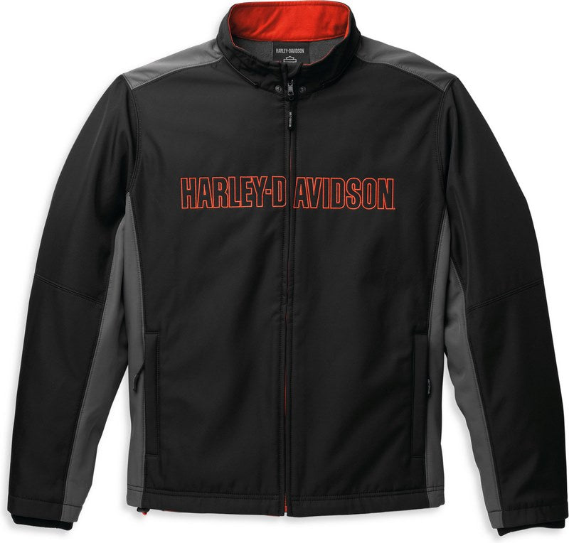 Harley-Davidson Men'S Bar & Shield Hooded Softshell Jacket  Black Beauty 2 | 98403-22VM