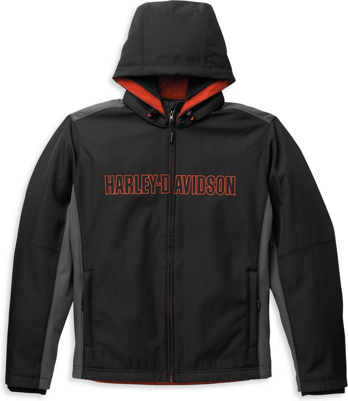 Harley-Davidson Men'S Bar & Shield Hooded Softshell Jacket  Black Beauty 2 | 98403-22VM