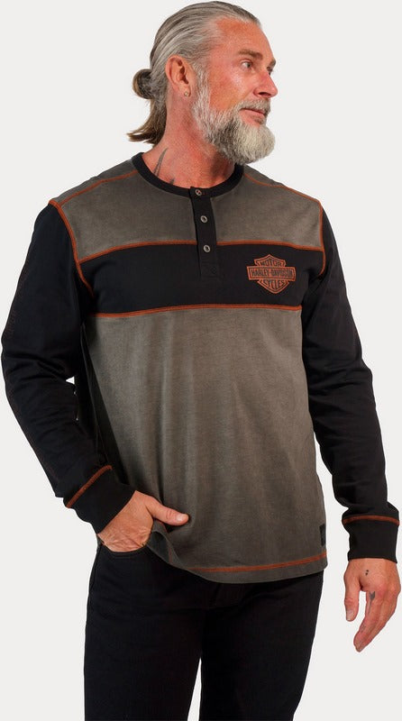 Harley-Davidson Henley-Knit  Colorblock-Design-Light Grey | 99002-23VM