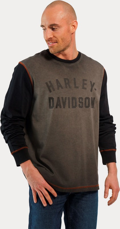 Harley-Davidson Men'S Iron Bond Longsleeve  Colorblock-Design-Light Grey | 99003-23VM
