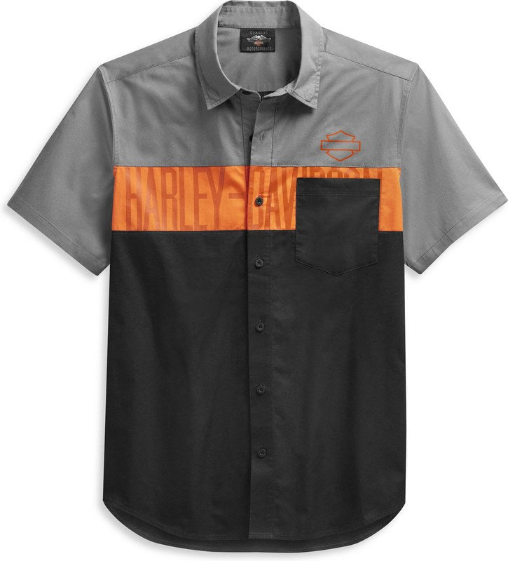 Harley-Davidson Colorblock Pocket Logo Shirt For Men  Black | 99027-21VM