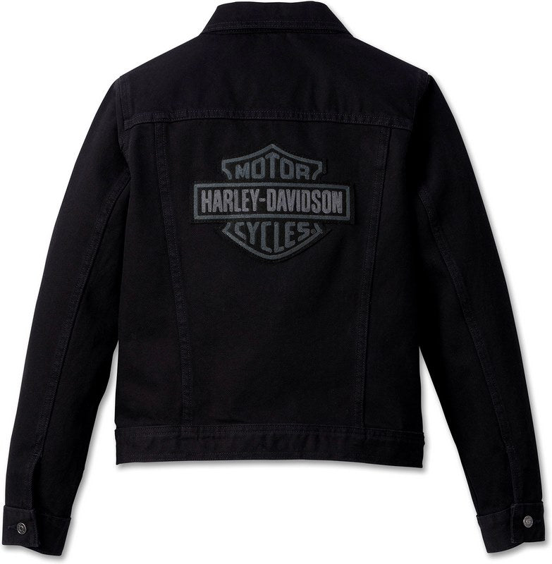 Harley-Davidson Women'S Essential Bar & Shield Denim Jacket  Black Denim | 99041-23VW