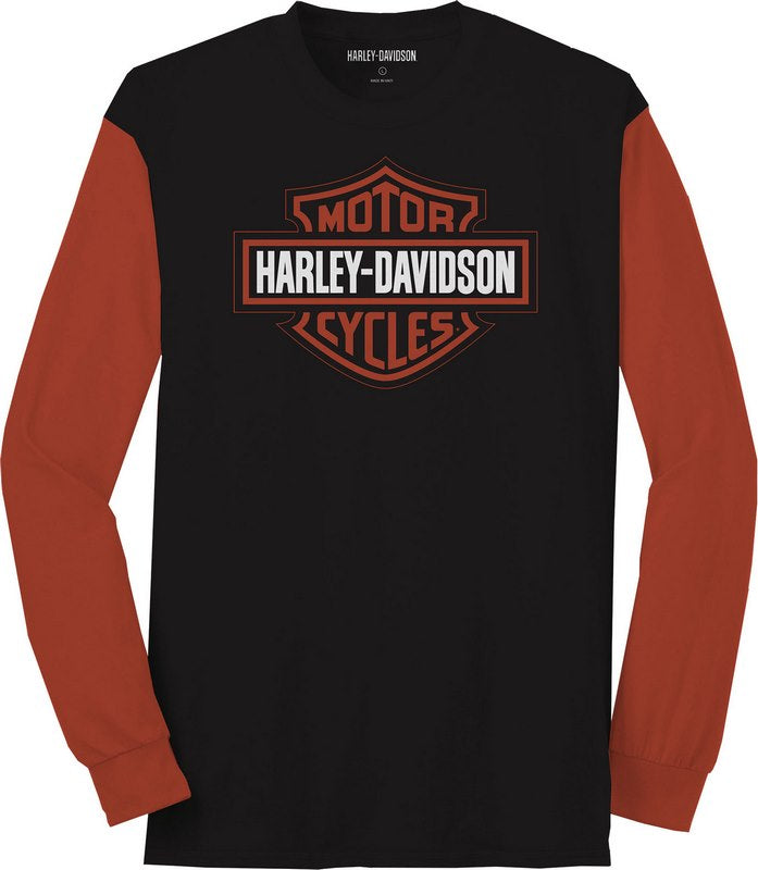 Harley-Davidson Men'S B&S Colorblock Longsleeve  Black Beauty with Asphalt | 99067-22VM