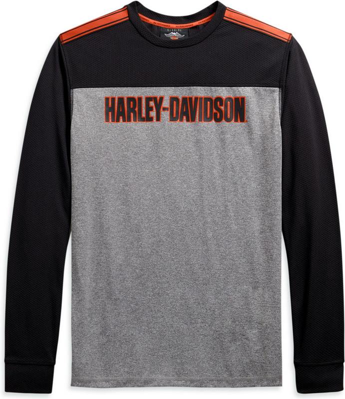 Harley-Davidson Performance Micro Mesh Long Sleeve Colorblock Tee For Men  Gray | 99086-20VM