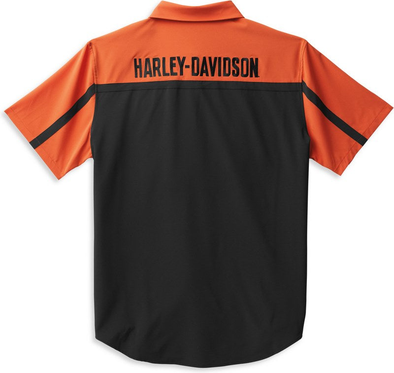 Harley-Davidson Shirt-Woven  Colorblock-Design-Vintage Orange | 99087-22VM