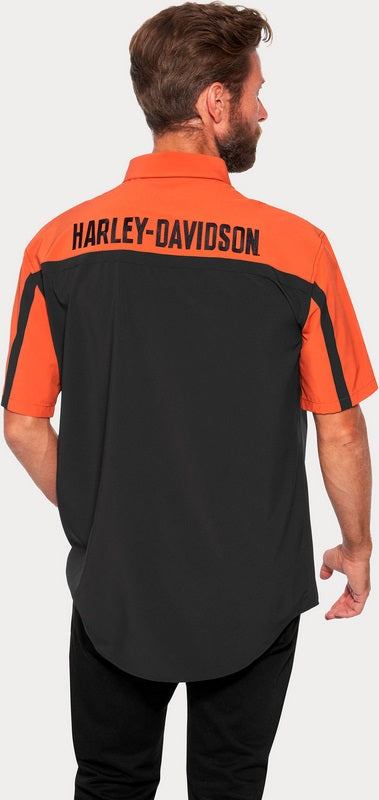 Harley-Davidson Shirt-Woven  Colorblock-Design-Vintage Orange | 99087-22VM
