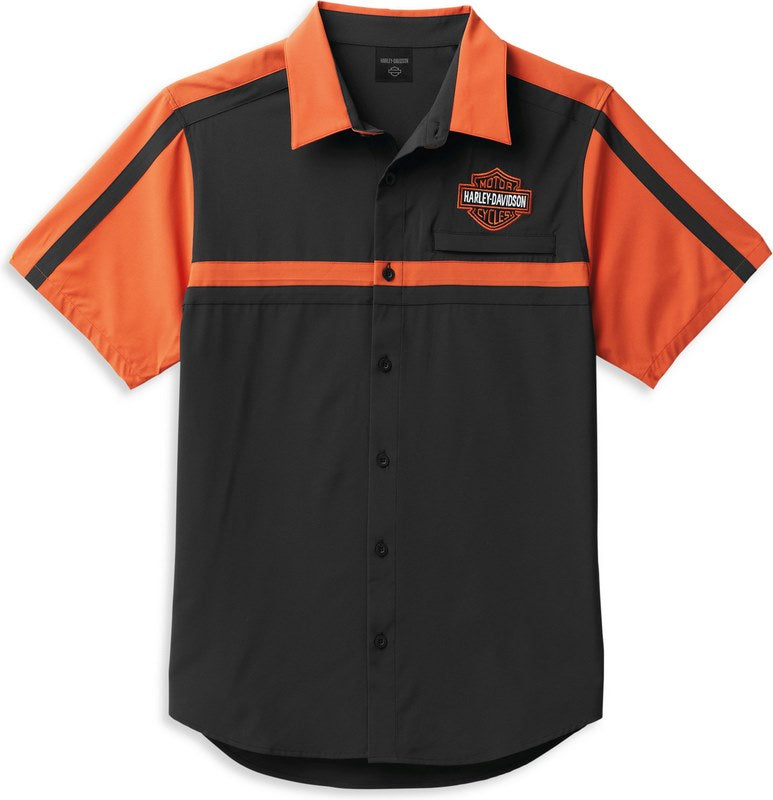 Harley-Davidson Shirt-Woven  Colorblock-Design-Vintage Orange | 99087-22VM