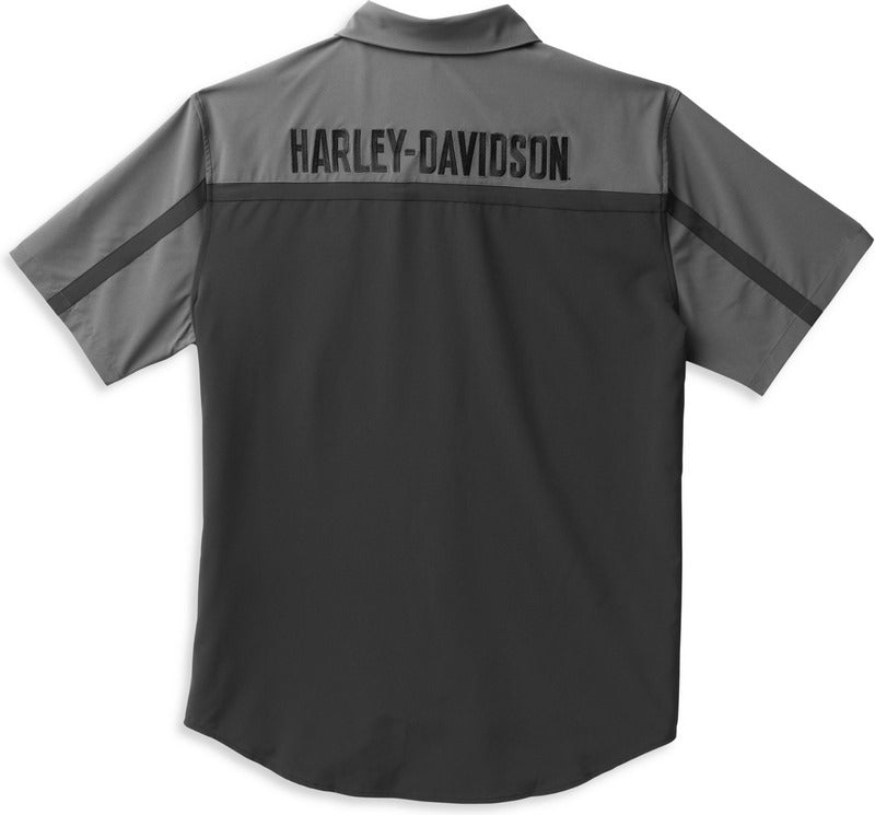 Harley-Davidson Shirt-Woven  Colorblock-Design-Blackened Pearl | 99088-22VM