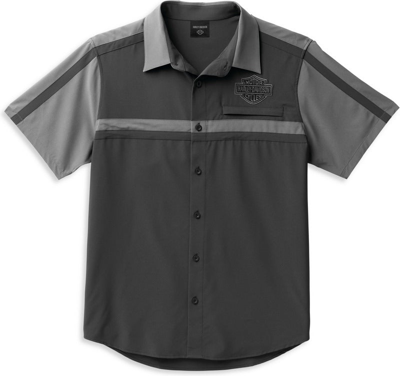 Harley-Davidson Shirt-Woven  Colorblock-Design-Blackened Pearl | 99088-22VM