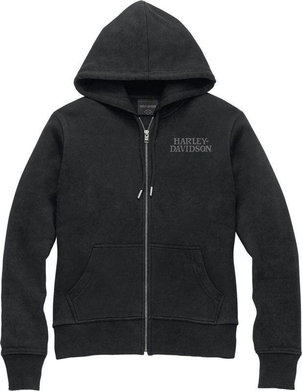 Harley-Davidson Women'S Special Skull Zip Front Hoodie  Black Beauty 2 | 99096-22VW