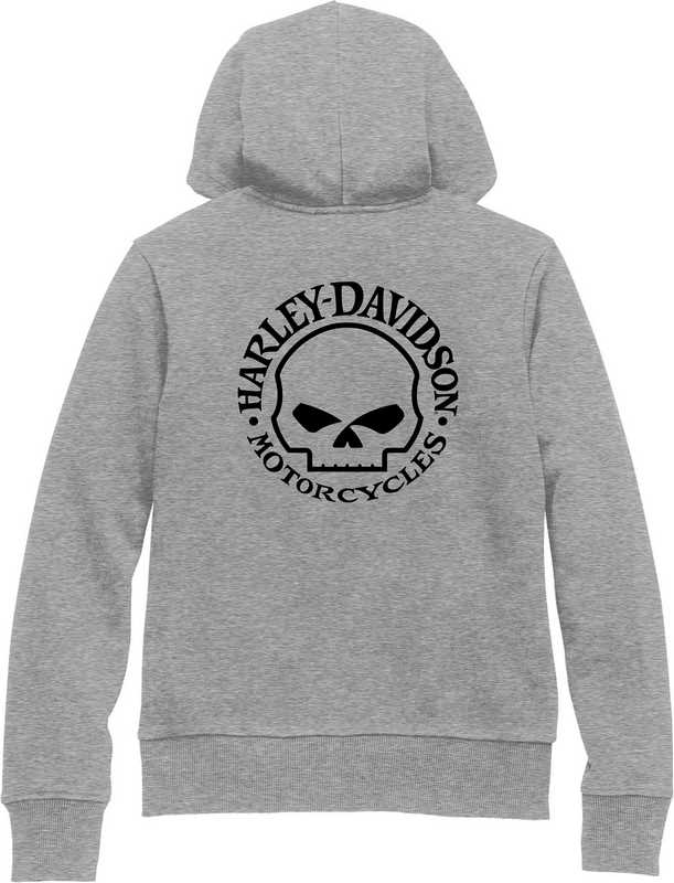 Harley-Davidson Women'S Special Skull Zip Front Hoodie  Heather Grey | 99097-22VW