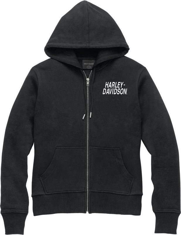Harley-Davidson Women'S Special Bar & Shield Zip Front Hoodie  Black Beauty 2 | 99098-22VW